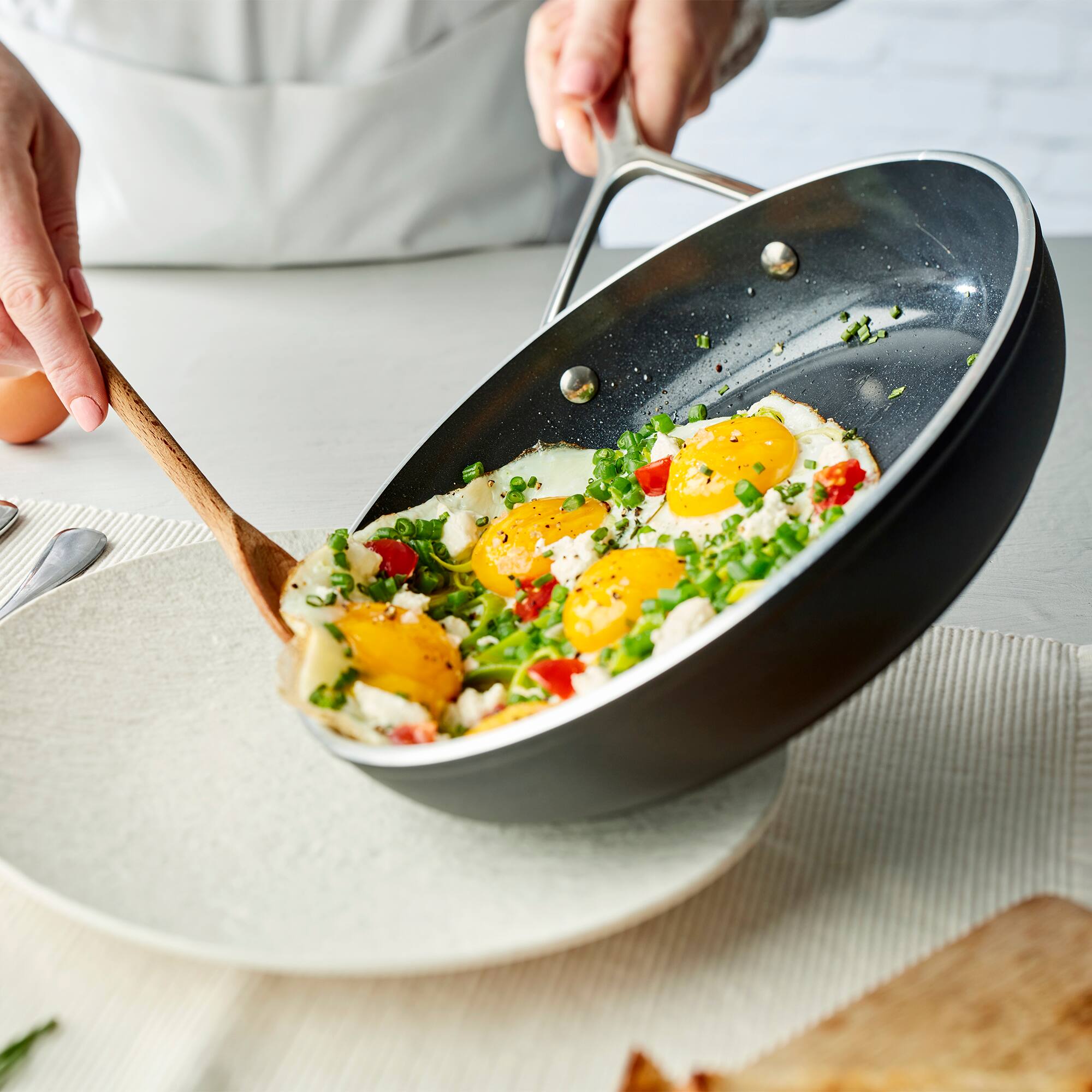 Alt View 4. Demeyere - Demeyere AluPro Ceramic 8-inch Aluminum Nonstick Fry Pan - Black.