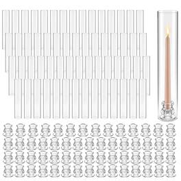 VEVOR - Hurricane Candle Holders Set of 60, Φ2.56 x 13.78 in Tall Clear Glass Cylinder Candleholder Sleeve - Transparent