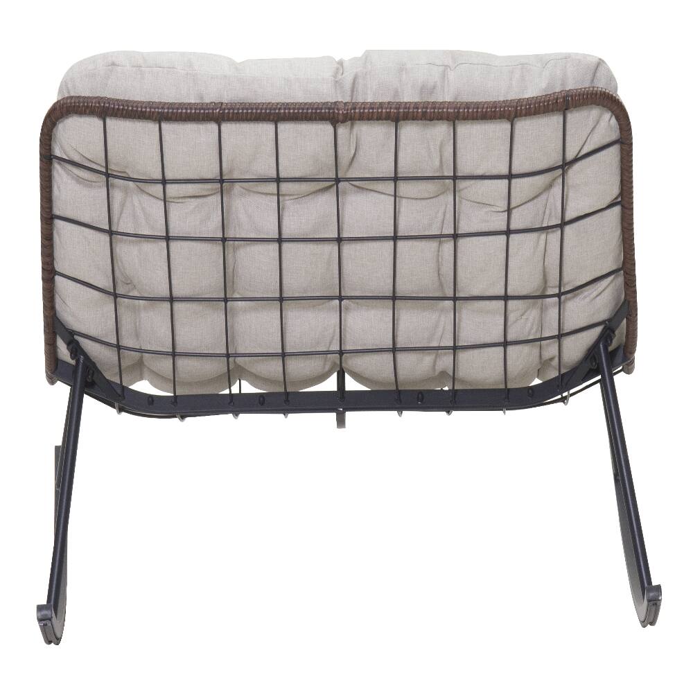 Alt View 1. Loheer - Loheer Double Wide Rocking Papasan Chair 2-Person Oversized Patio Lounge Chair with Cushions PE Rattan - Beige.