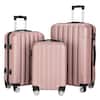 Front. Winado - 20"/24"/28" 3 Piece Trolley Carry On ABS Luggage Lightweight Hardside Suitcase Set Spinner Wheels & TSA Lock for Travel - Gold Pink.