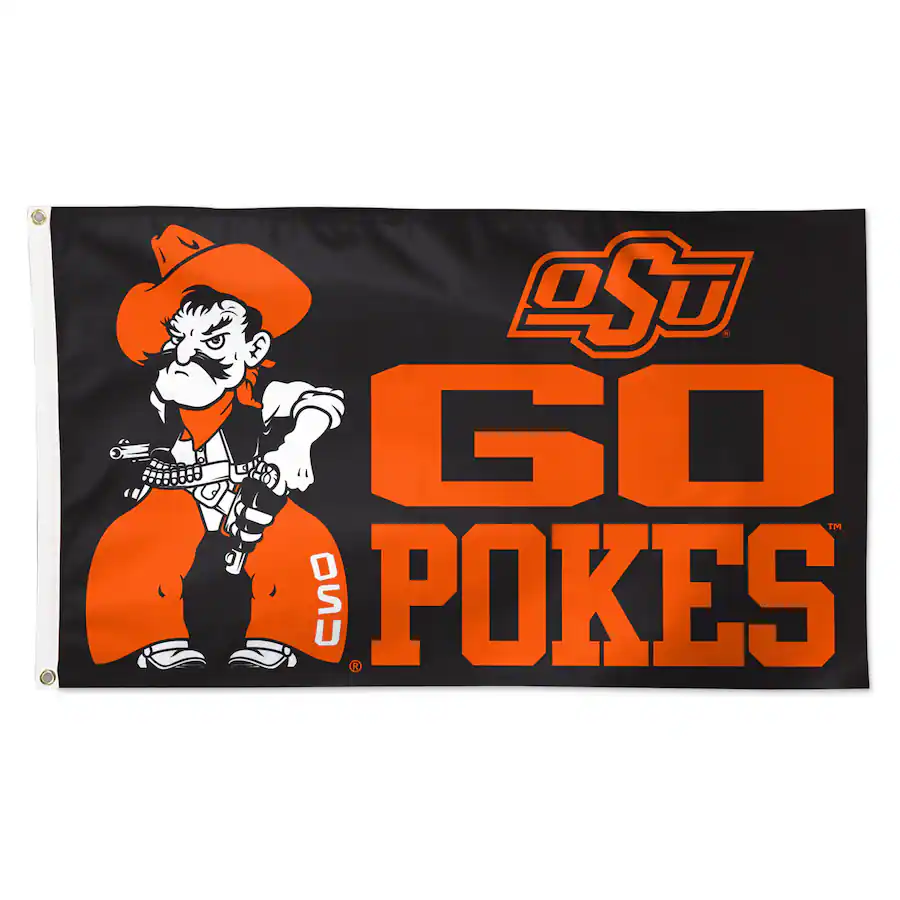 Native Color Pokes Color Osu WinCraft Oklahoma State Cowboys 3' x 5' Single Sided Deluxe Mascot Flag ...