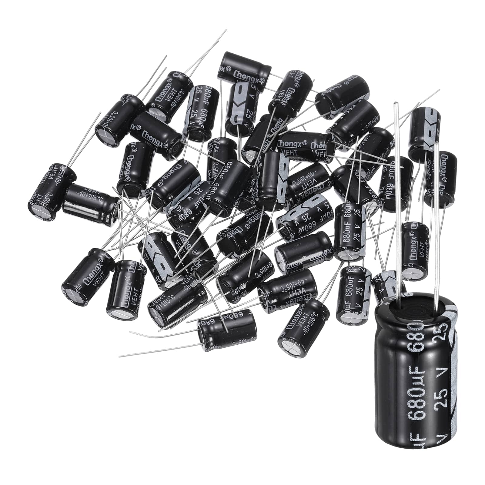 Unique Bargains - 680uF 25V 10x17mm Electrolytic Capacitor, 105C High Temp Radial Leads, for TVs/LCDs/VCD, 60pcs - Black price history on PriceWatchPro