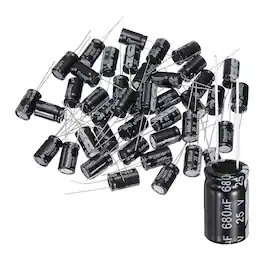 Unique Bargains - 680uF 25V 10x17mm Electrolytic Capacitor, 105C High Temp Radial Leads, for TVs/LCDs/VCD, 60pcs - Black