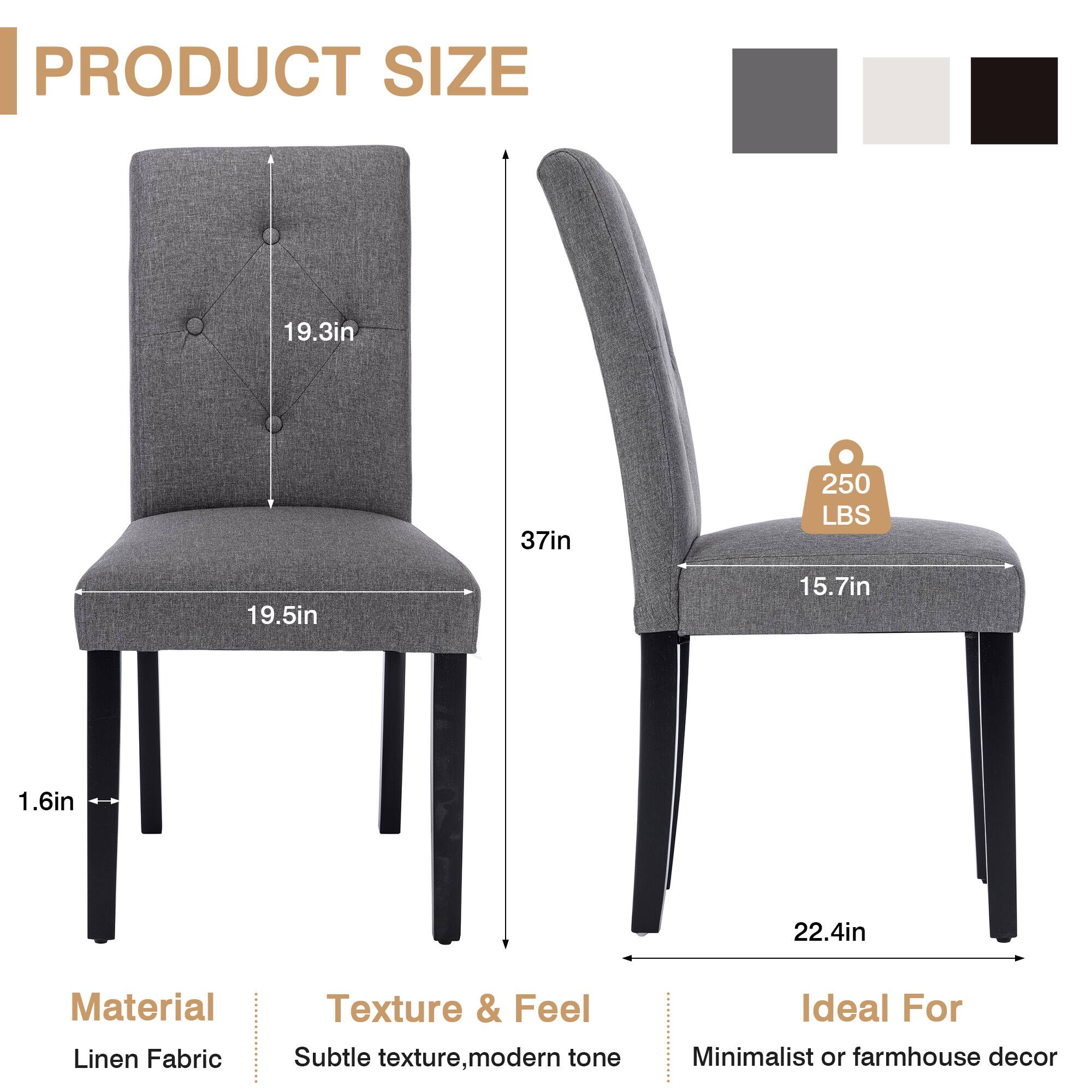 **PRODUCT SIZE**

- Height: 37in
- Seat Height: 19.3in
- Seat Depth: 19.5in
- Armrest Height: 15.7in
- Armrest Width: 22.4in
- Leg Width: 1.6in

**Material**
- Linen Fabric

**Texture & Feel**
- Subtle texture, modern tone

**Ideal For**
- Minimalist or farmhouse decor

**Weight Capacity**
- 250 LBS