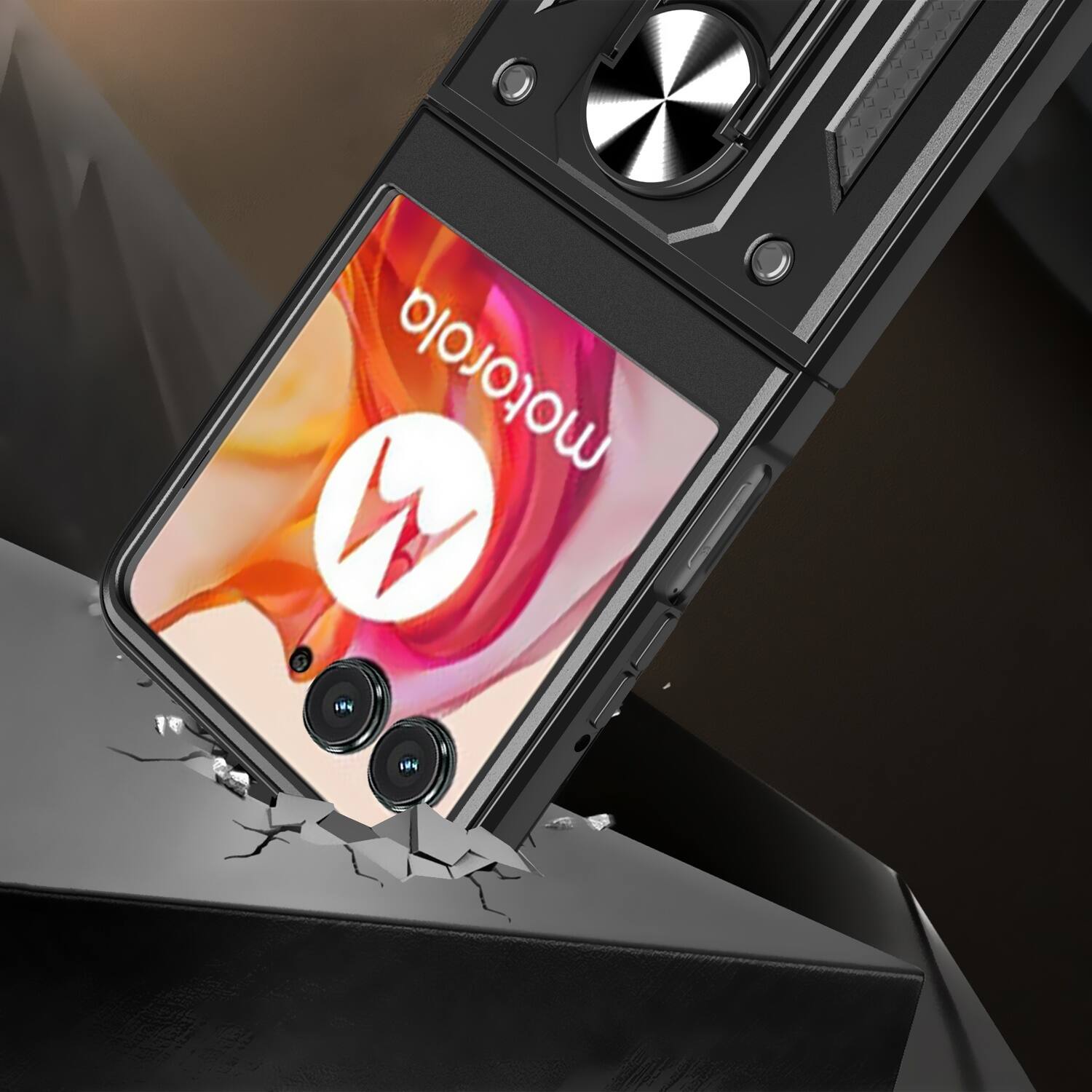 Alt View 14. SaharaCase - Raider Series Kickstand Case for Motorola Razr+ (2024) - Scorpion Black.