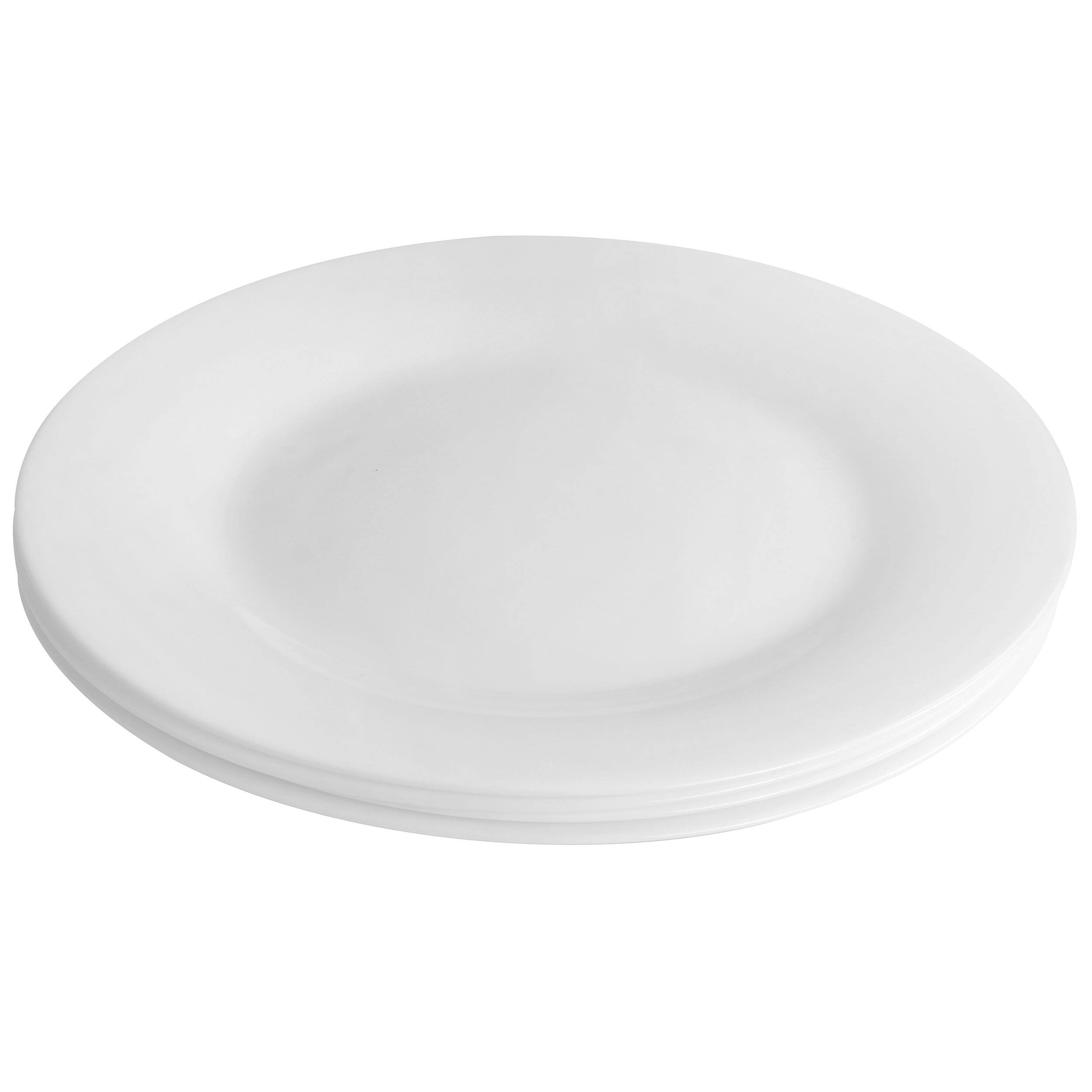 Alt View 1. Gibson - Gibson Ultra Farthington 4 Piece Tempered Opal Glass Dinner Plate Set in White - White.