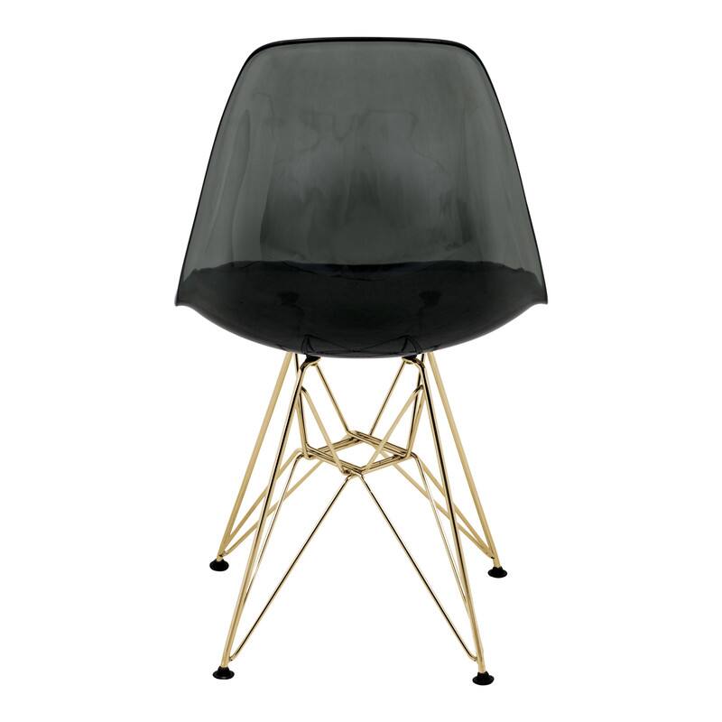 Alt View 1. LeisureMod - Cresco 2-Pieces Acrylic Dining Chair with Curved Seat and Durable Gold Metal Legs - Transparent Black.