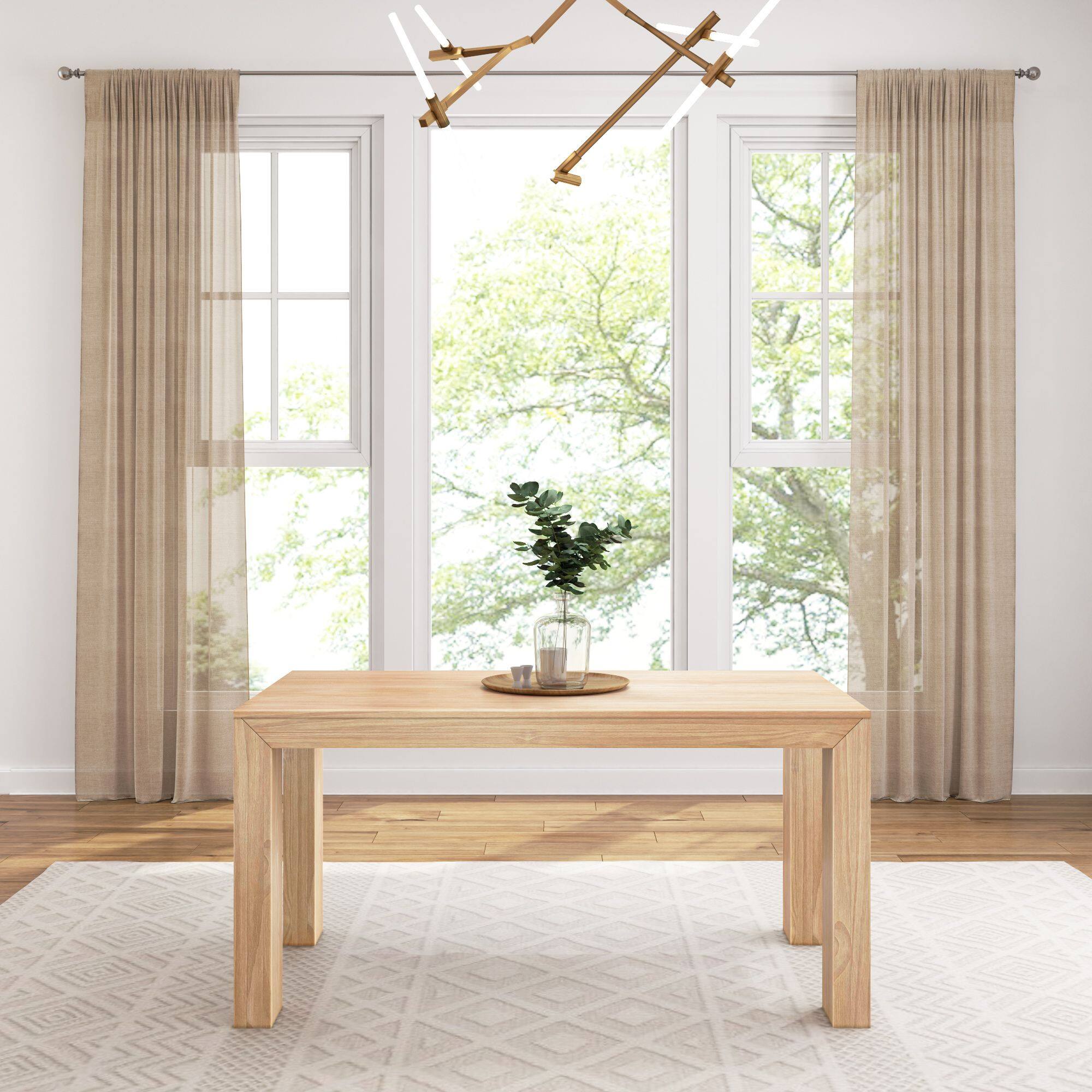 Alt View 1. Plank+Beam - Modern Rectangular Dining Table (60in / 1524mm), Blonde Wirebrush - Blonde Wirebrush.
