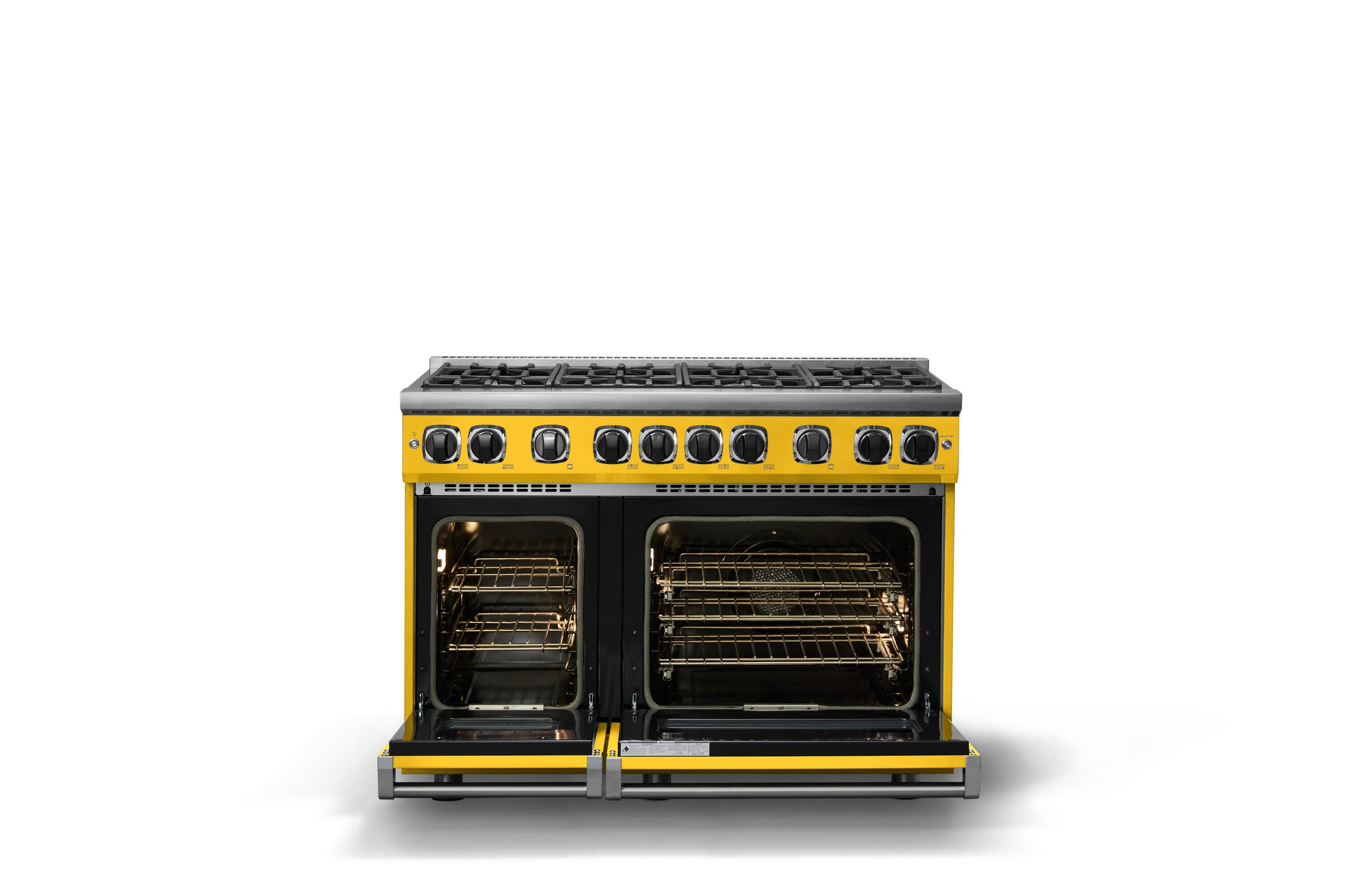 Alt View 2. Viking - 48"W. 7.3 Cu. Ft. Freestanding Sealed 8 Burner Gas Range - Daffodil - Daffodil.