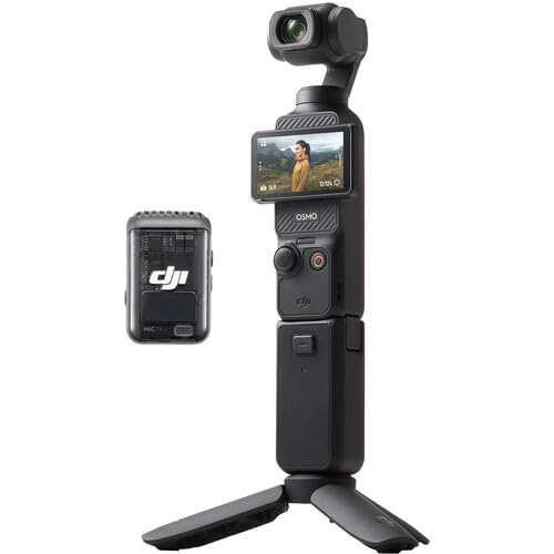Angle. DJI - DJI Osmo Pocket 3 Creator Combo Bundle with Clip-On Transmitter/Recorder, Wide Angle Lens, Battery Handle, Mini Tripod, - Black.