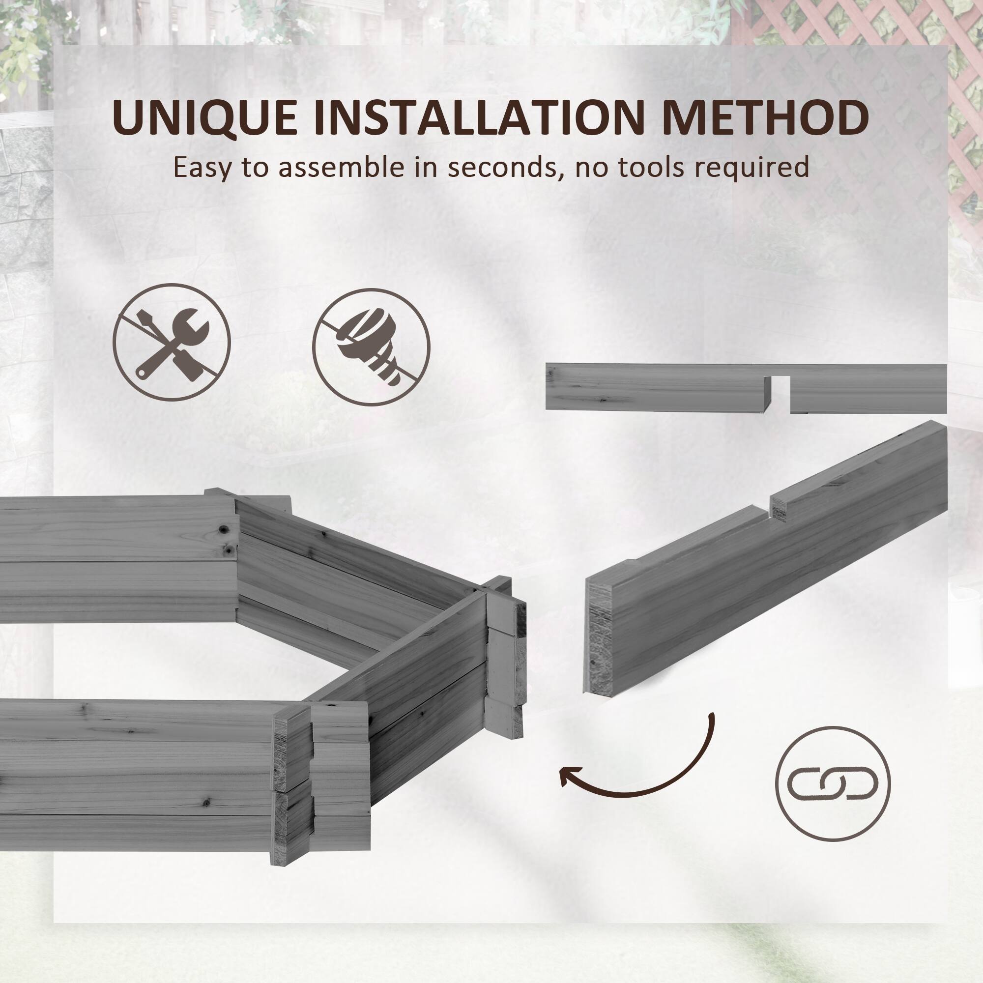UNIQUE INSTALLATION METHOD  
Easy to assemble in seconds, no tools required