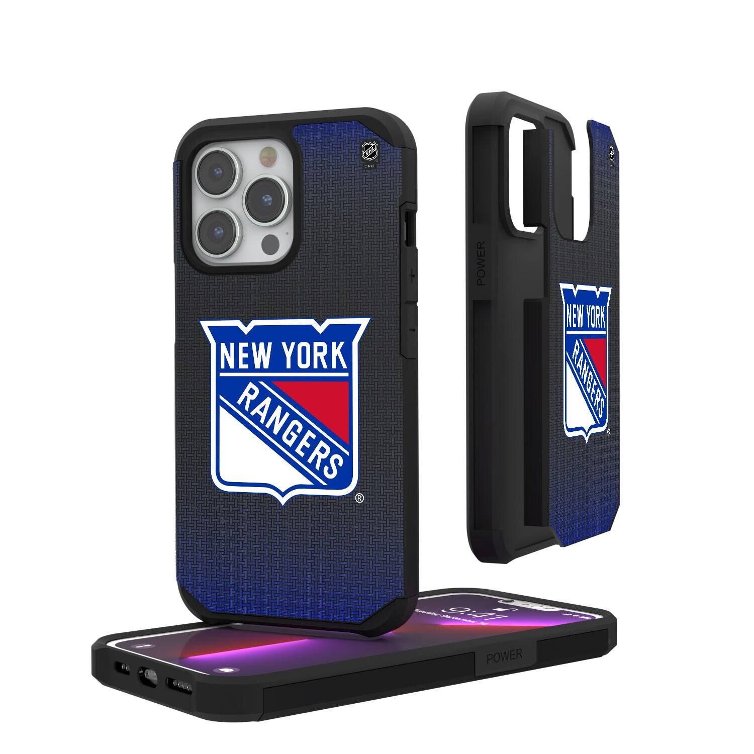 Keyscaper - NHL - New York Rangers Linen Logo iPhone Rugged Case - 16 Pro Max - Black