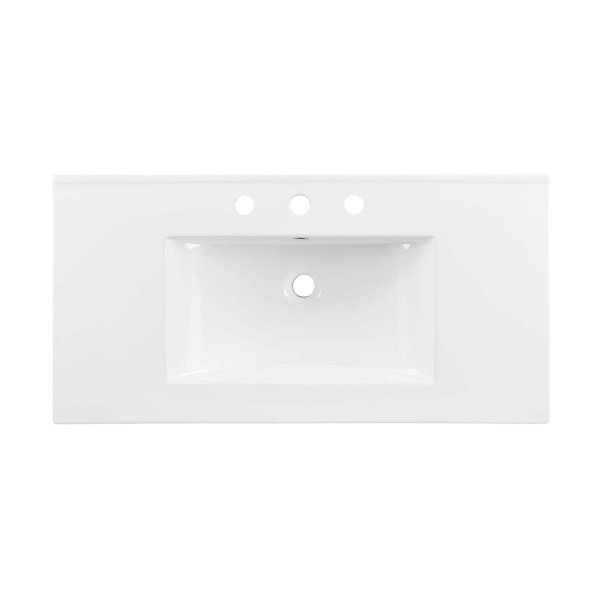 Alt View 6. Modway - Chaucer Bathroom Vanity with White Basin Included by Modway - Oak White.