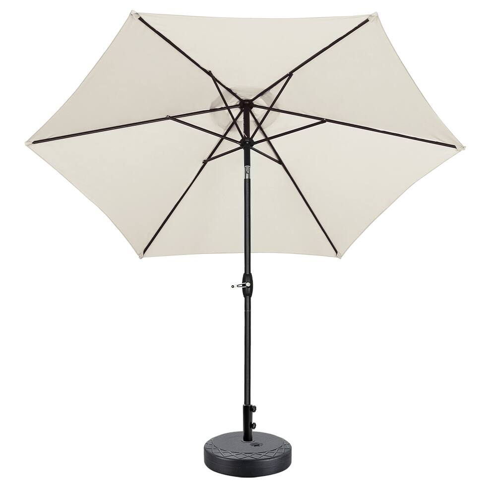 Back. Ainfox - Ainfox 9ft Patio Umbrella With Argyle umbrella base - White.