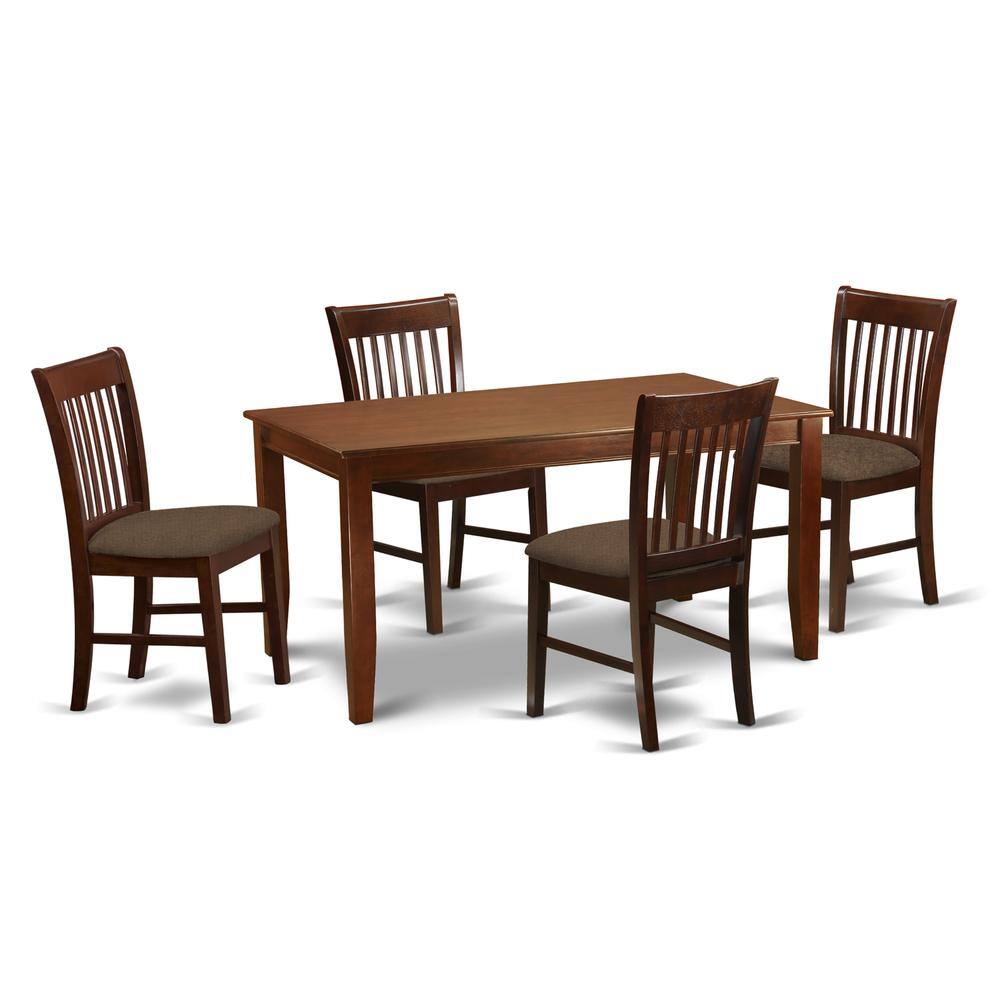 Back. East West Furniture - DUNO5-MAH-C 5 Pc Formal Dining room set-Dinette Table and 4 dinette Chairs - Mahogany.