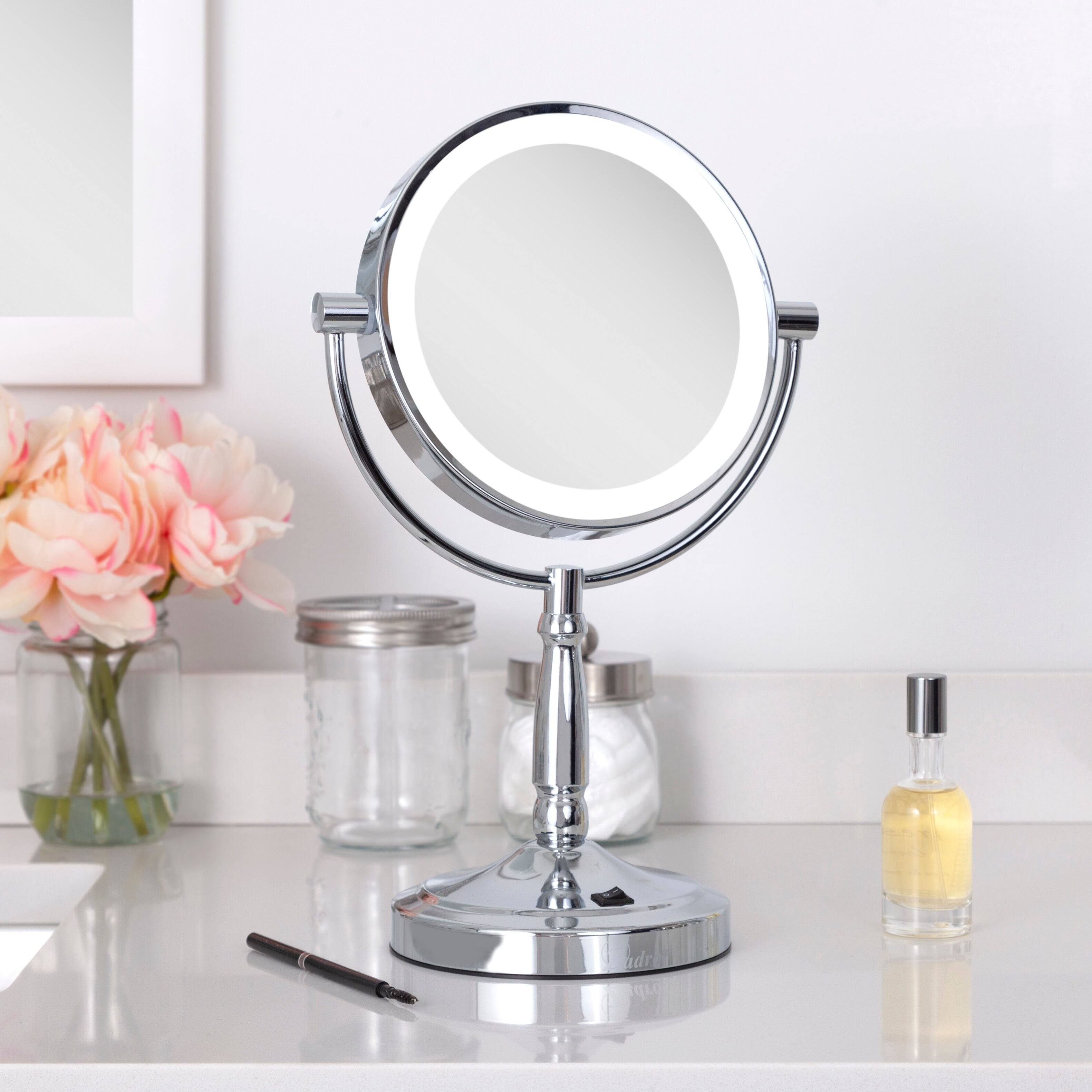 Alt View 2. Zadro - Cordless LED Lighted Makeup Mirror with 10X/1X Magnifications for Flawless Beauty - Chrome.