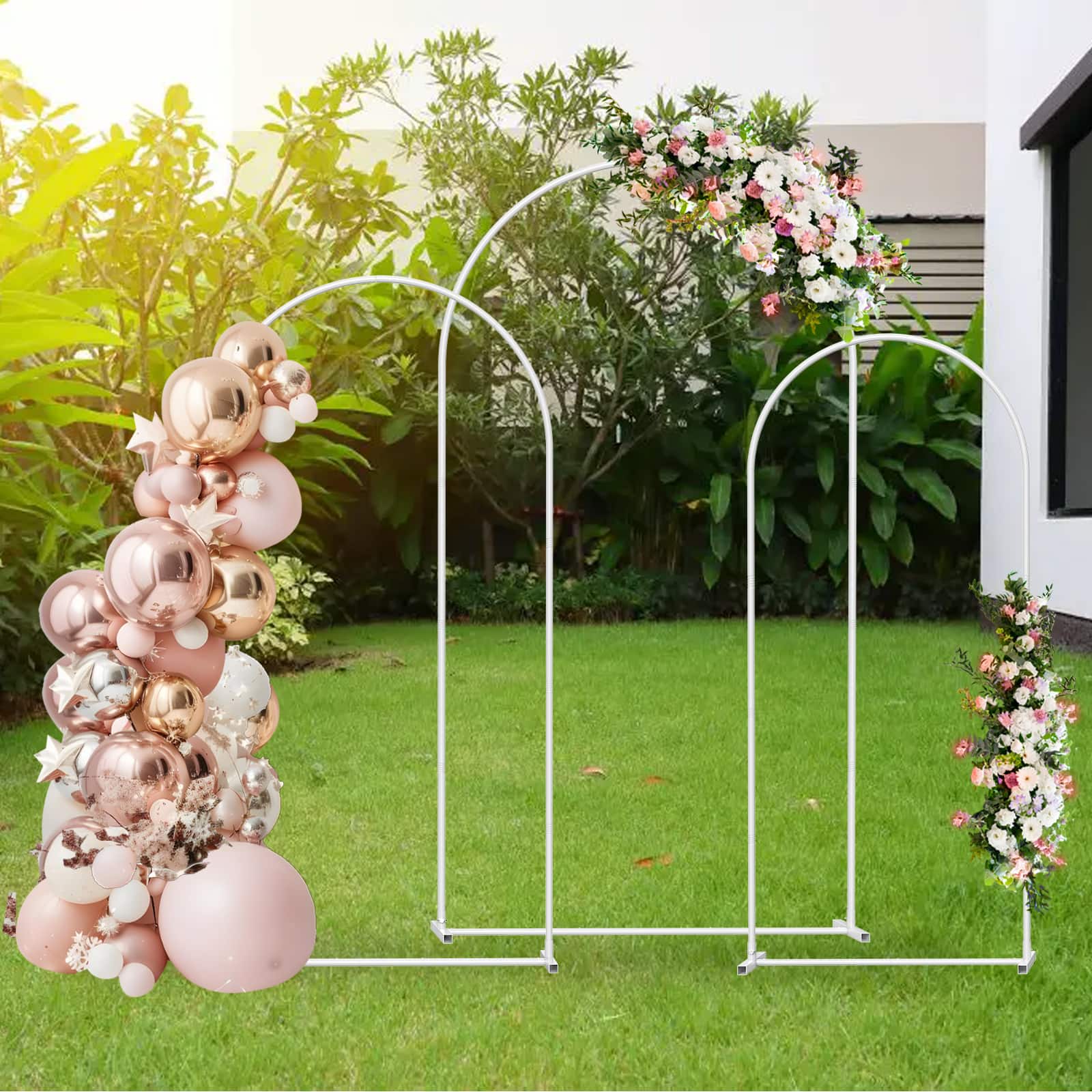 Oumilen - 7.3FT, 6.6FT, 6FT Wedding Arch Frame for Balloon & Backdrop Decor, Party, Graduation, Baby Shower
