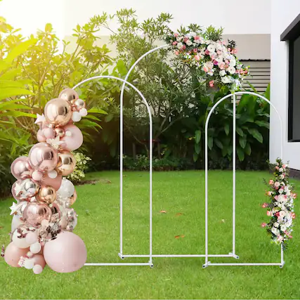 Front. Oumilen - 7.3FT, 6.6FT, 6FT Wedding Arch Frame for Balloon & Backdrop Decor, Party, Graduation, Baby Shower.