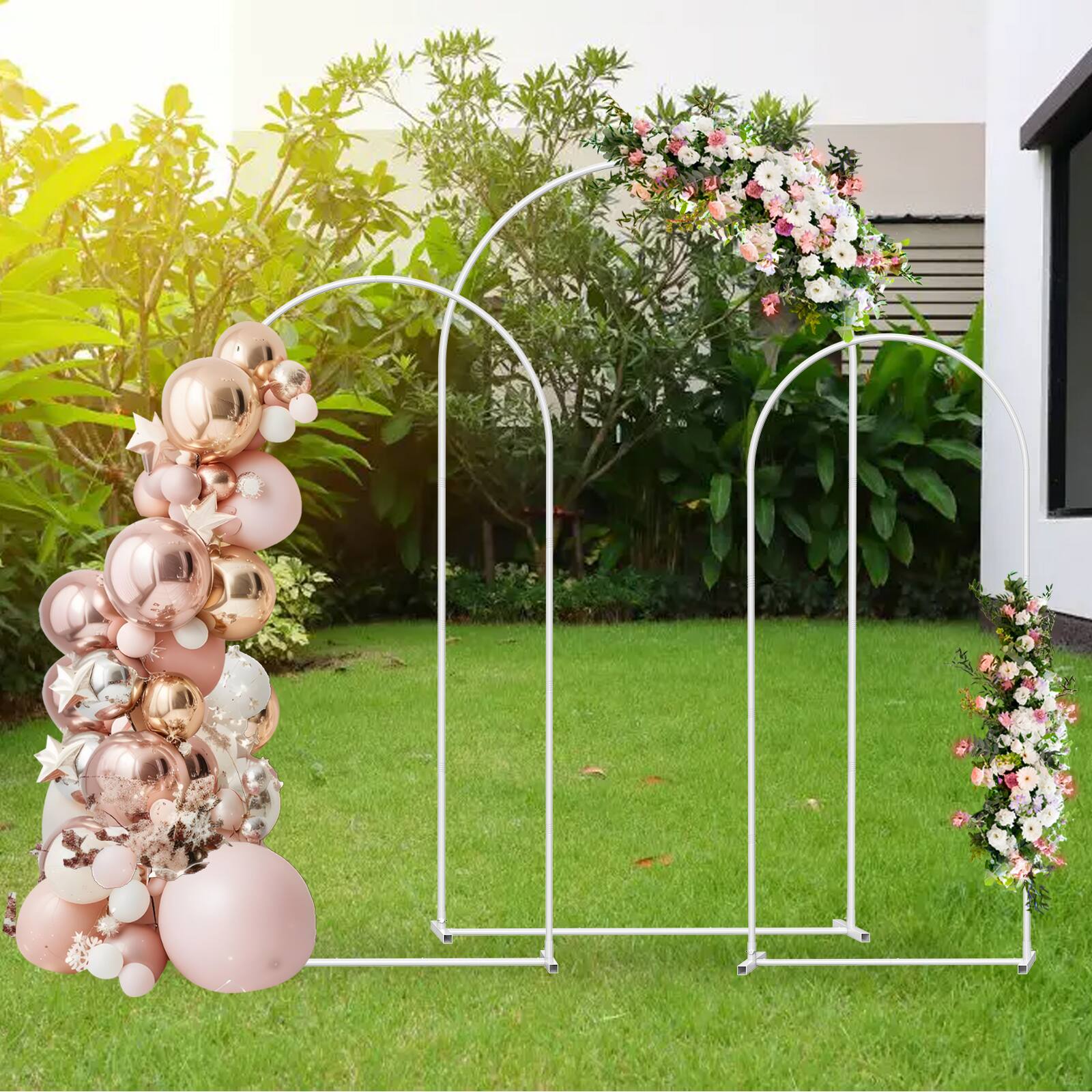 Front. Oumilen - 7.3FT, 6.6FT, 6FT Wedding Arch Frame for Balloon & Backdrop Decor, Party, Graduation, Baby Shower.