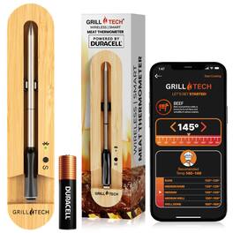 Zulay Kitchen - Smart Bluetooth Meat Thermometer Wireless Thermometer by Grill Tech - Brown