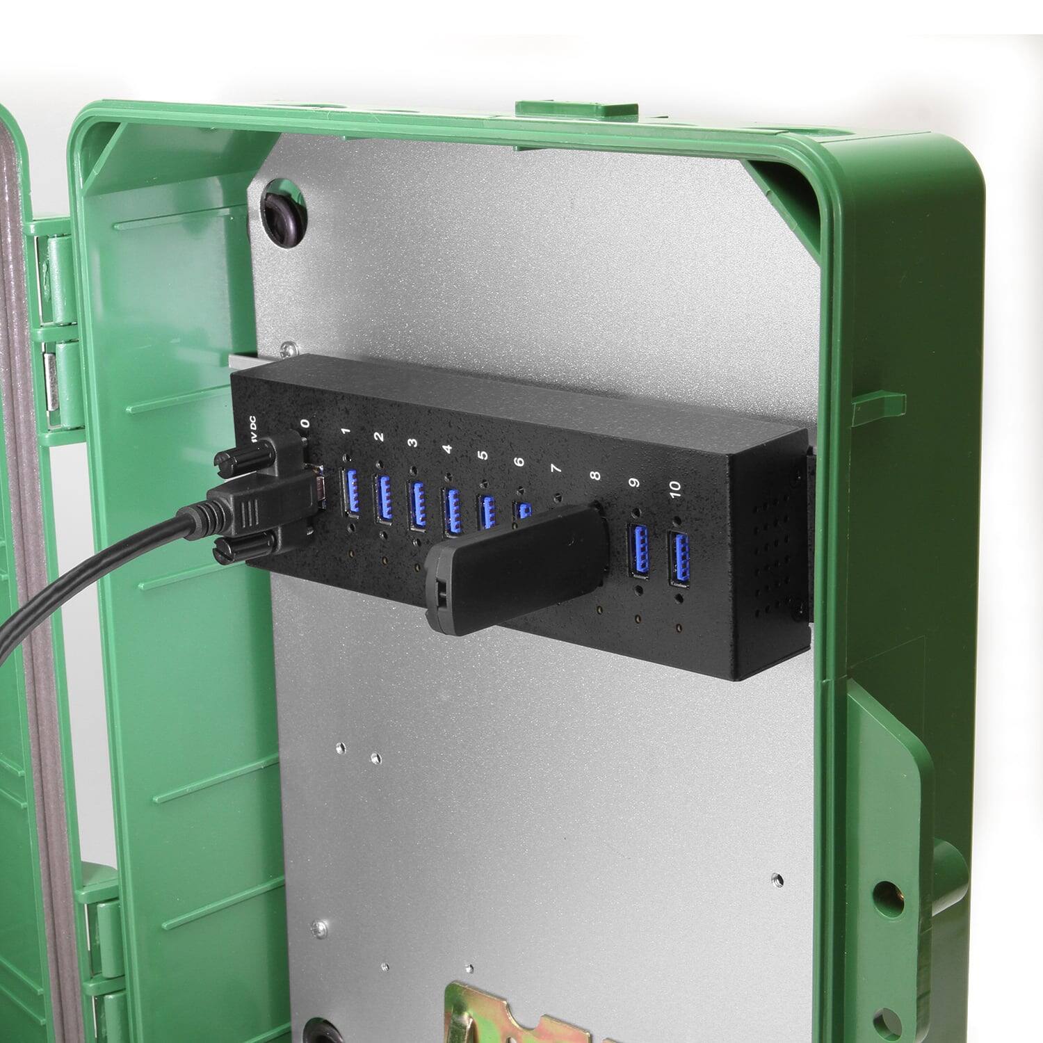 Alt View 3. Coolgear - 10-Port USB Hub - USB Type-A - Advanced Port Management for Remote Control - Screw Lock Compatible - 5Gbps - LEDs - Black.