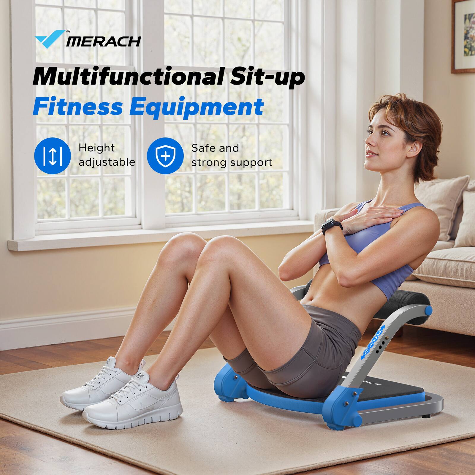 MERACH  
Multifunctional Sit-up Fitness Equipment  

- Height adjustable  
- Safe and strong support