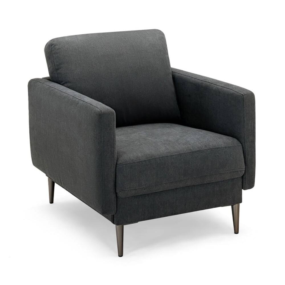 Left. Kadyn - Modern Upholstered Accent Chair with Removable Backrest Cushion-Gray, Modern Mid-Century Upholstered Living Room Chair - Gray.