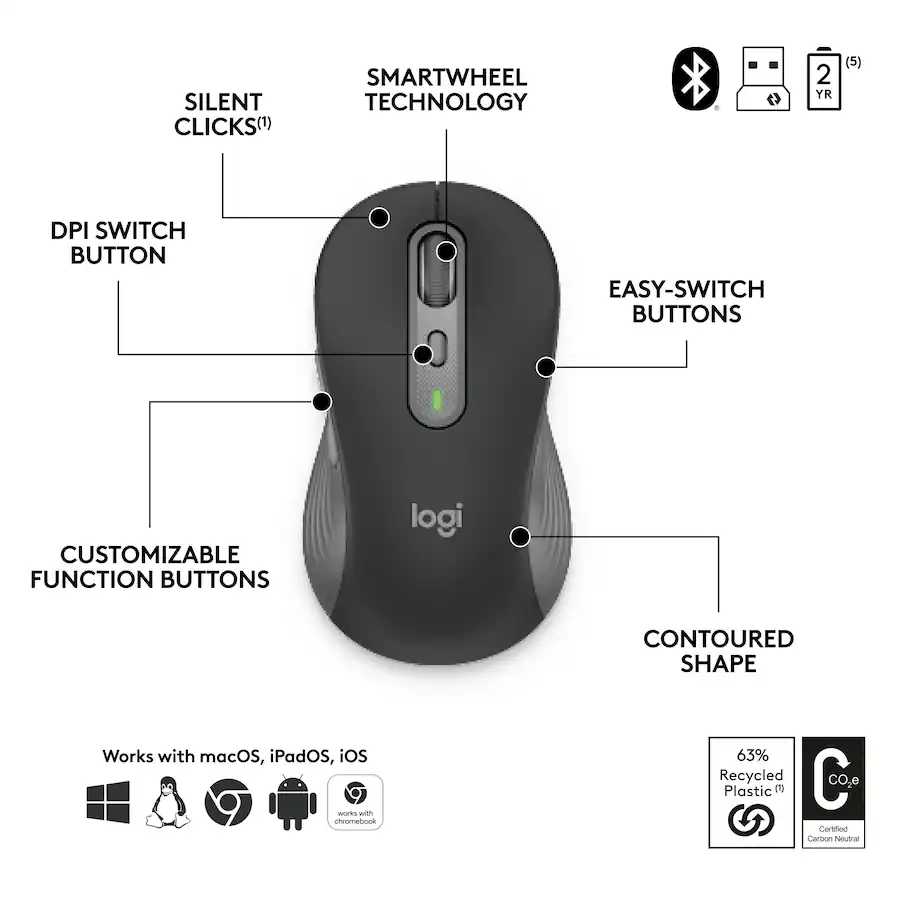 Logi Magic Tech Logitech Signature Slim MK955 For Business Full Size Wireless Scissor ...