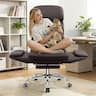 KERDOM - High Back Ergonomic Chair with Footrest Lifting Headrest, Reclining Swivel Wide Seat Computer Desk Chair for Home Office - Coffee