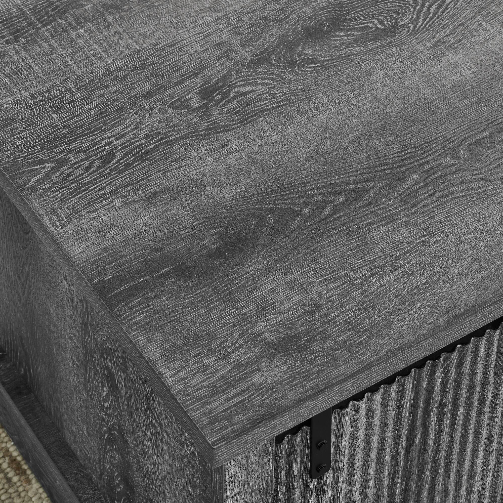 Alt View 5. Aukfa - 41.3 Inch Coffee Table with Storage - Sliding Wood Door, Adjustable Shelves, Farmhouse Style for Living/Meeting Room - Light gray.