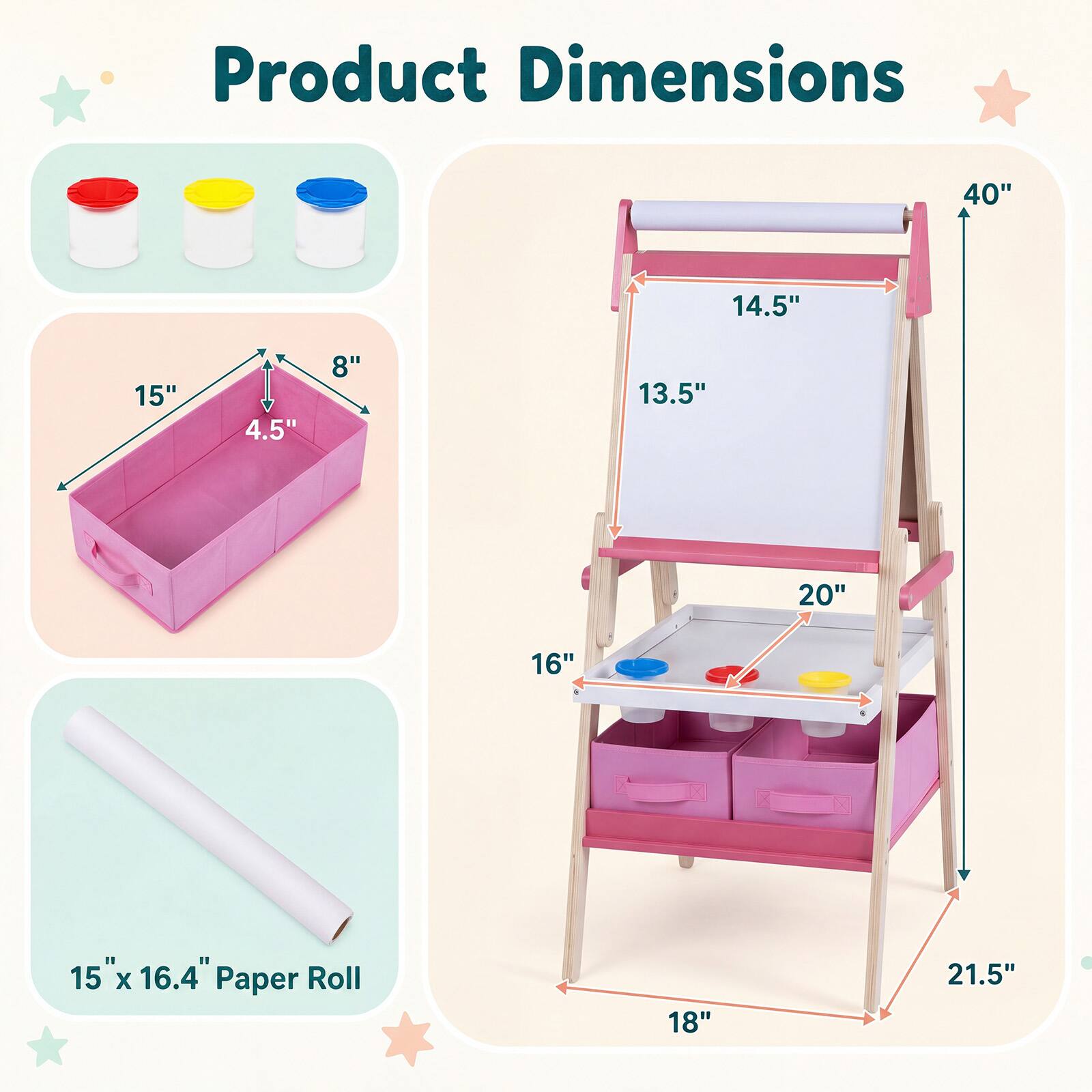 Product Dimensions

40"  
14.5"  
15"  
4.5"  
8"  
13.5"  
20"  
16"  
" 15"x X 16.4" Paper Roll  
18"  
21.5"