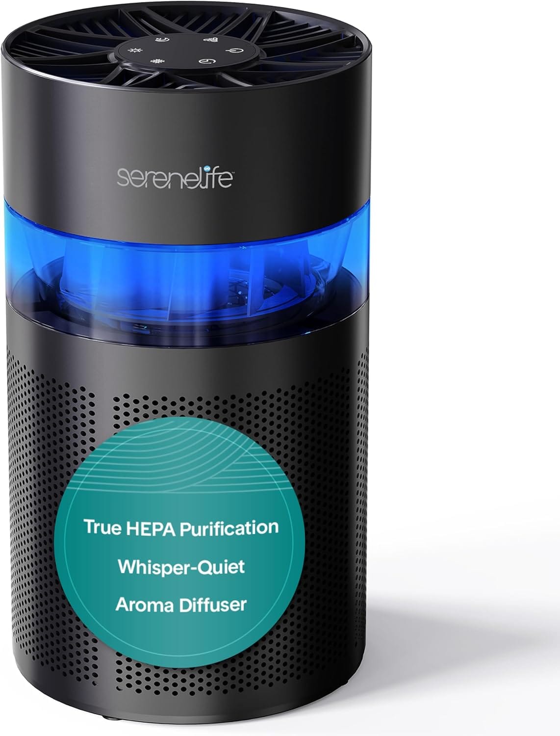 SereneLife - High-Performance Air Purifier - HEPA Filter, Aroma Box, Quiet, Digital Display SLARP280BK.5 - Black