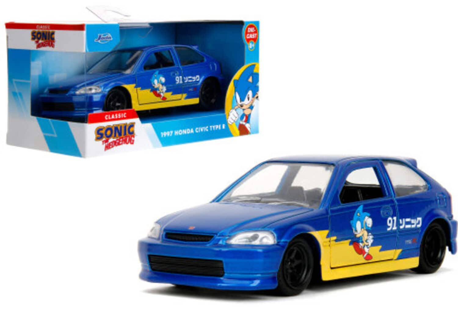 Jada Toys - 1:32 Sonic the Hedgehog - Hollywood Rides - '97 Honda Civic Type-R - COLLECTIBLES - Multicolor