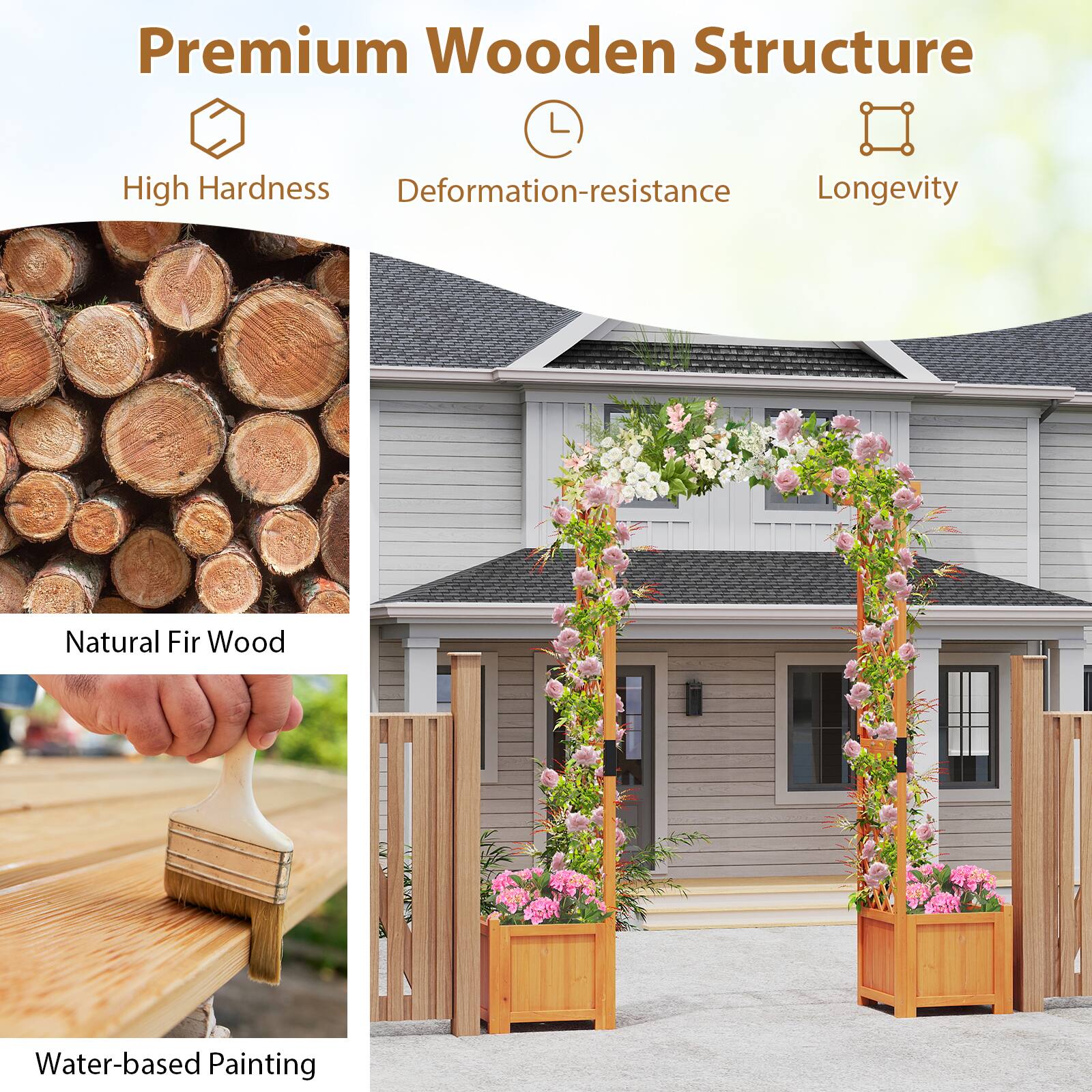 Premium Wooden Structure

- High Hardness
- Deformation-resistance
- Longevity

Natural Fir Wood

Water-based Painting