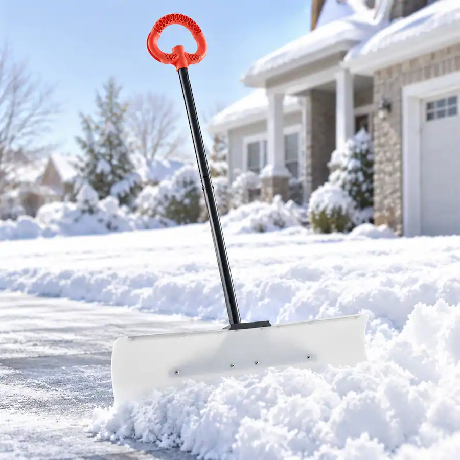 Edge Electric RYHNUYNE 30 in Plastic Snow Pusher Shovel, HDPE Blade, Ergonomic Anti ...