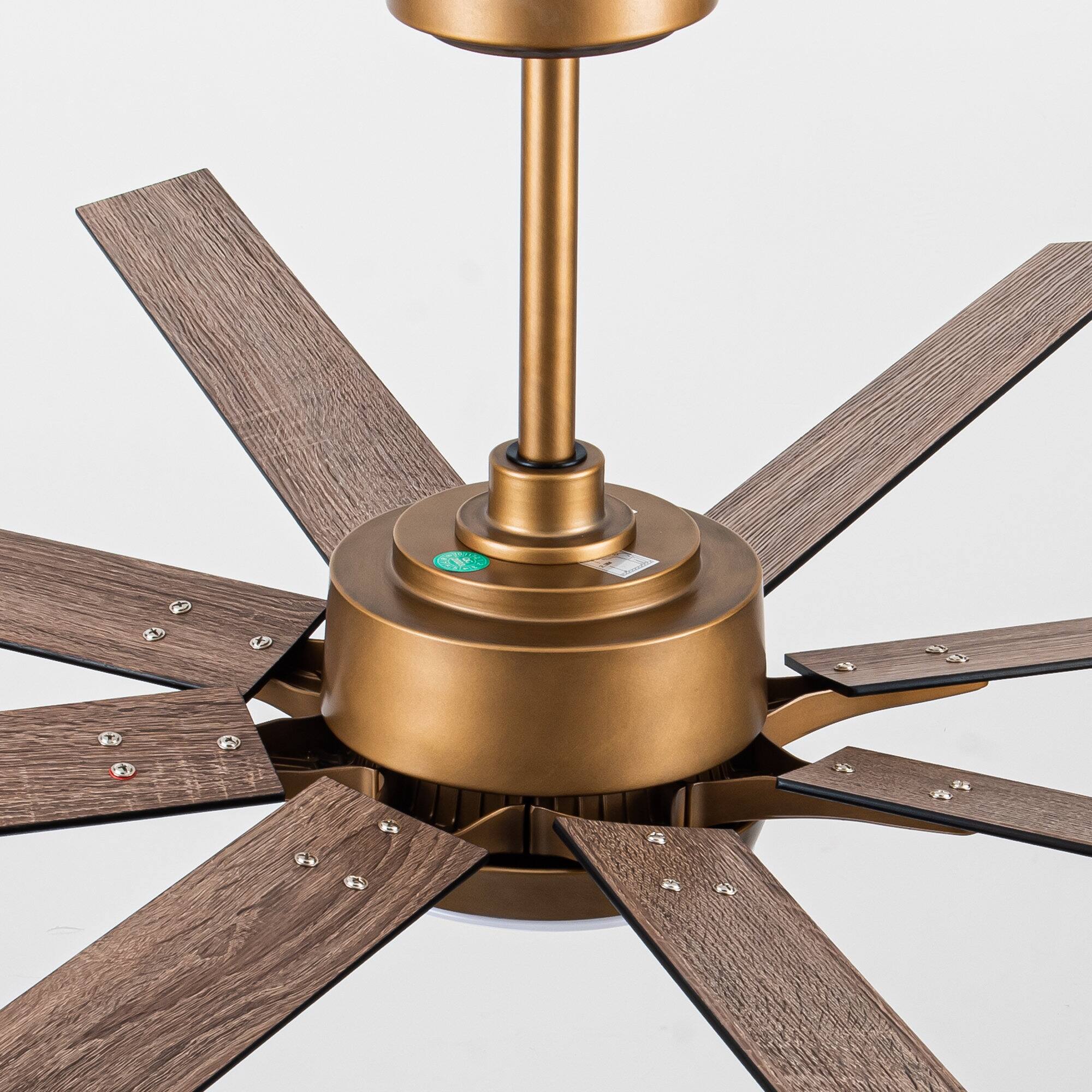 Alt View 10. Parrot Uncle - 65-inch Indoor LED Ceiling Fan with Light and Remote Control, 8 Reversible Blades, DC Reversible Motor - Gold.