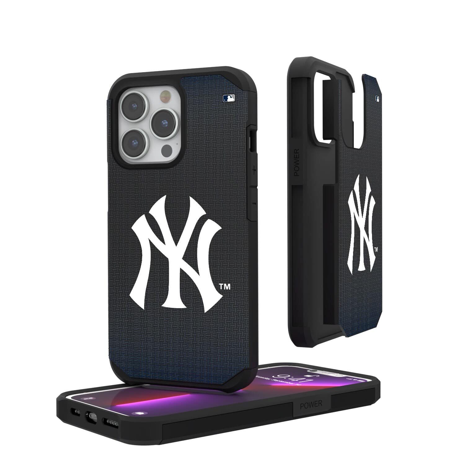 Keyscaper - MLB - New York Yankees Linen Logo iPhone Rugged Case - 15 Pro Max - Black