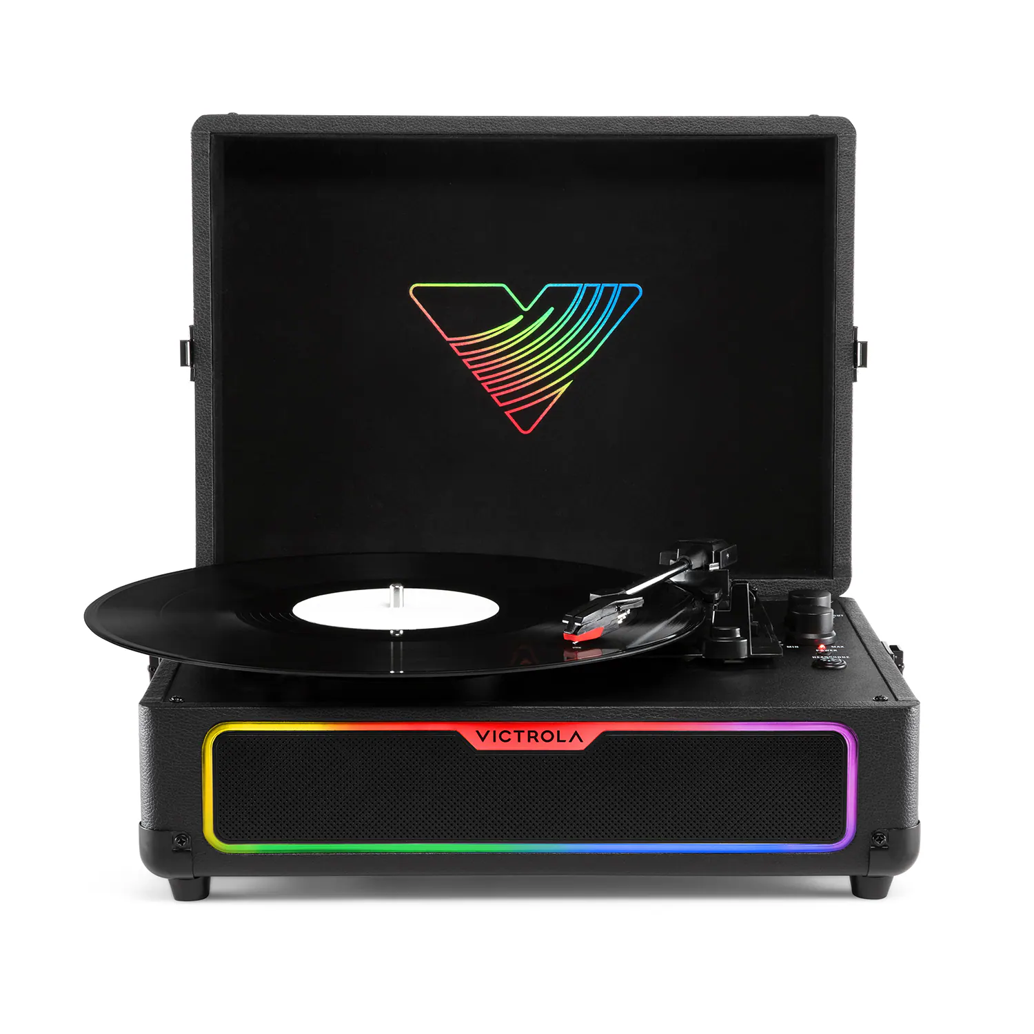 Victrola - Journey Glow Illuminated Suitcase Record Player - Black