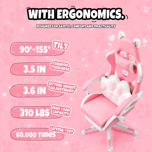WITH ERGONOMICS.  
DESIGNED FOR SAFETY, COMFORT AND PRACTICALITY  

90°-155° TILT  
3.5 IN THICKNESS  
3.6 IN SITTING HEIGHT ADJUSTMENT  
310 LBS MAX LOAD CAPACITY  
60,000 TIMES LIFTING TEST