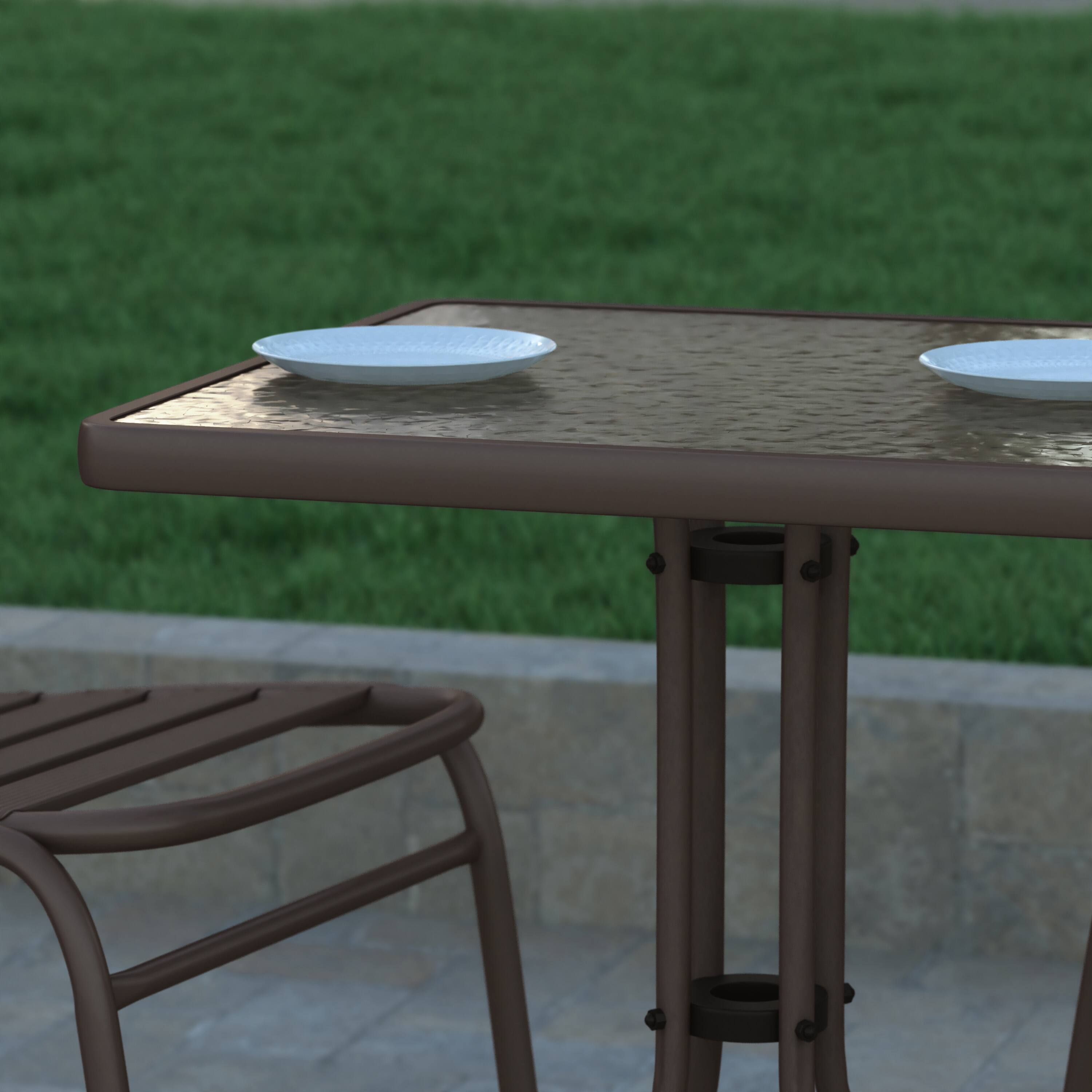 Alt View 4. Emma + Oliver - 23.5" Square Tempered Glass Metal Table with Smooth Ripple Design Top - Clear Top/Bronze Frame.