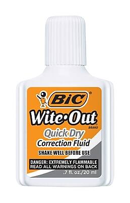 BIC WiteOut BRAND Quick Dry Correction Fluid  
SHAKE WELL BEFORE USE  
DANGER: EXTREMELY FLAMMABLE  
READ ALL WARNINGS ON BACK  
.7 fl. oz./20 ml