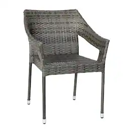 Emma + Oliver - Embry All-Weather Indoor/Outdoor Stacking Patio Dining Chairs with Steel Frame and Weather Resistant PE Rattan - Gray