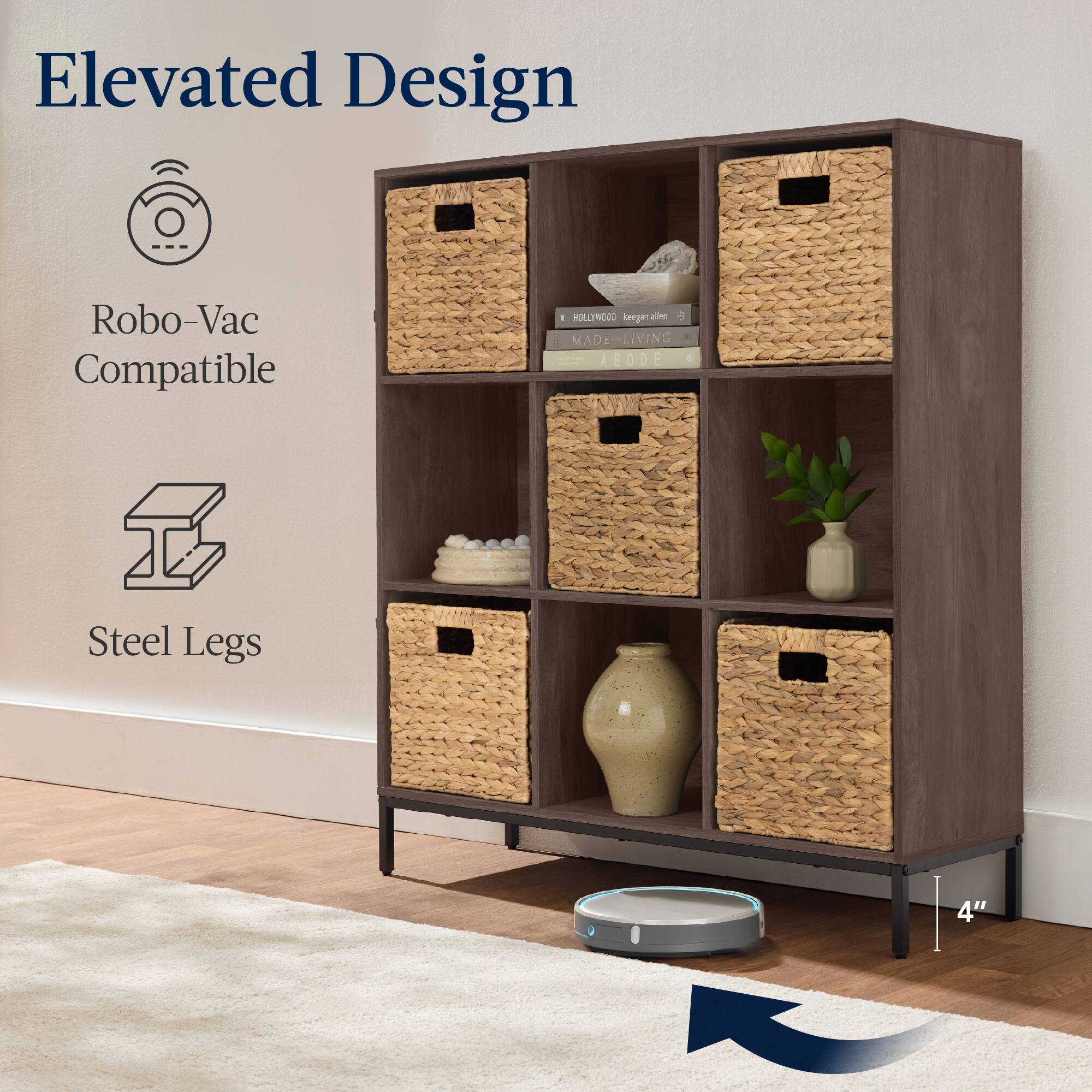Elevated Design, Robo-Vac Compatible, Steel Legs 4", KOLLYWOOD keegan, MADE-LIVING MADE ABODE