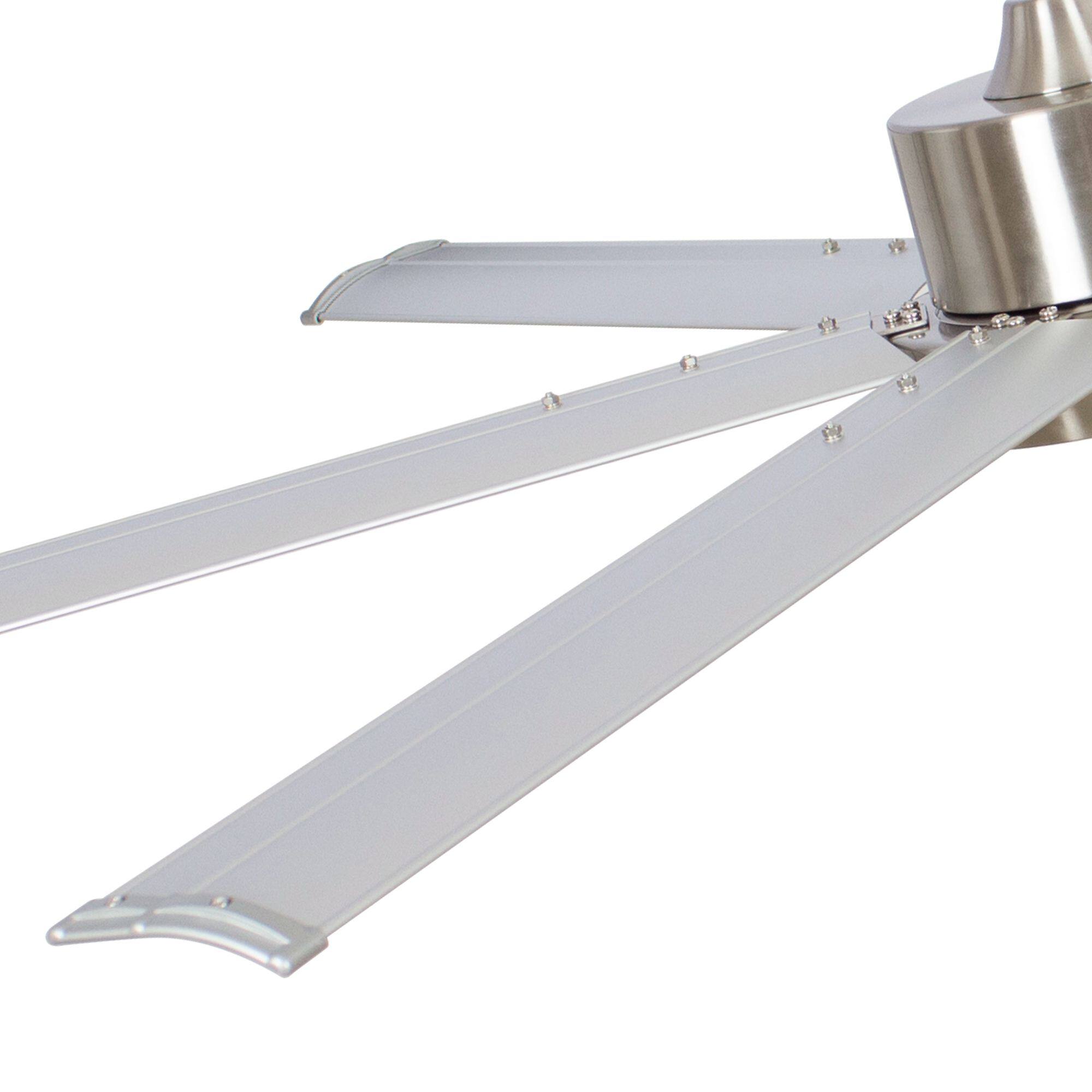Alt View 5. Parrot Uncle - 65" Modern Silver LED Large Ceiling Fan with Remote Control - Nickel.