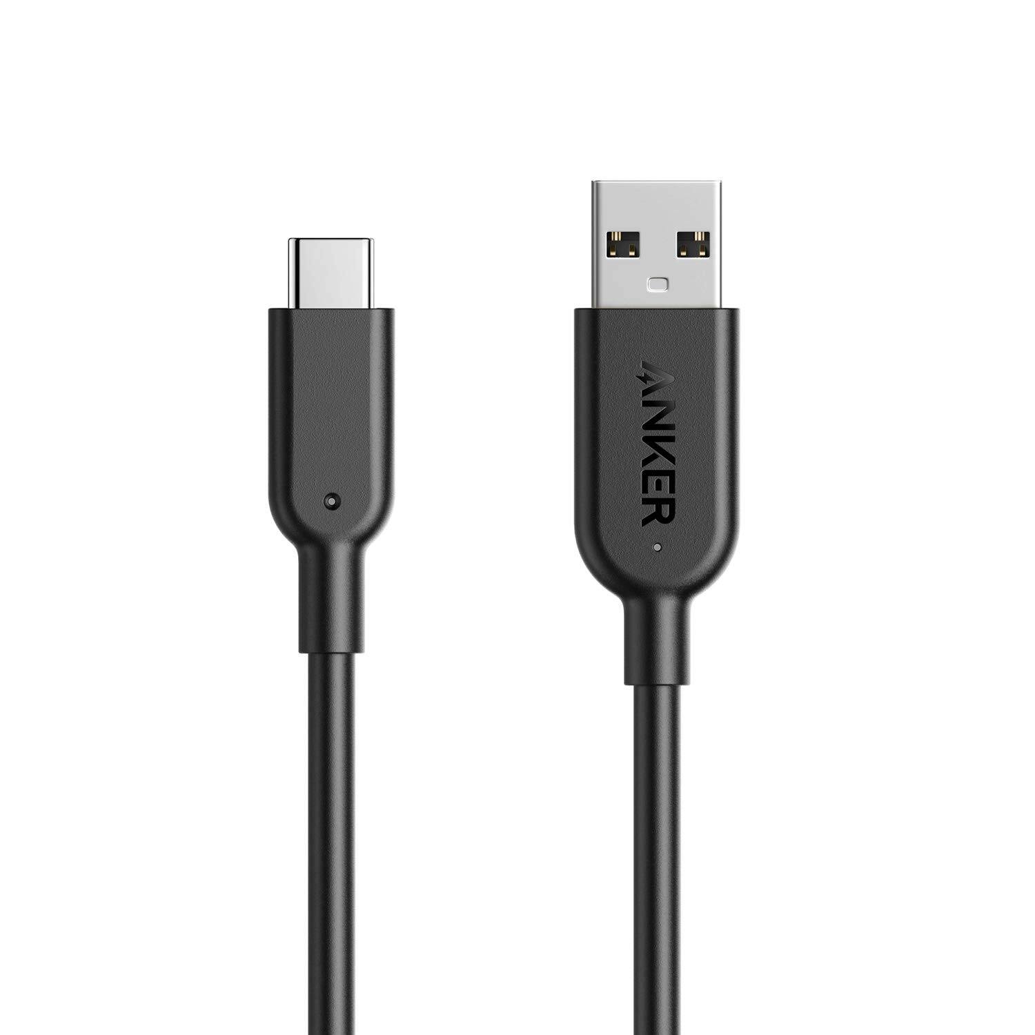 Front. Anker - Anker Powerline II USB A to USB C Cable - Black.