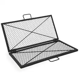 Sunnydaze - Folding Steel Square Fire Grate - 36 in - Black