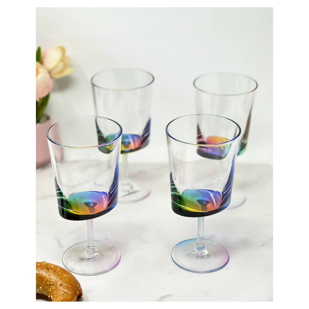 Front. APRILSOUL - Oval Halo Plastic Wine Glasses Set of 4 BPA Free Acrylic Unbreakable Red White Wine Glasses - white.