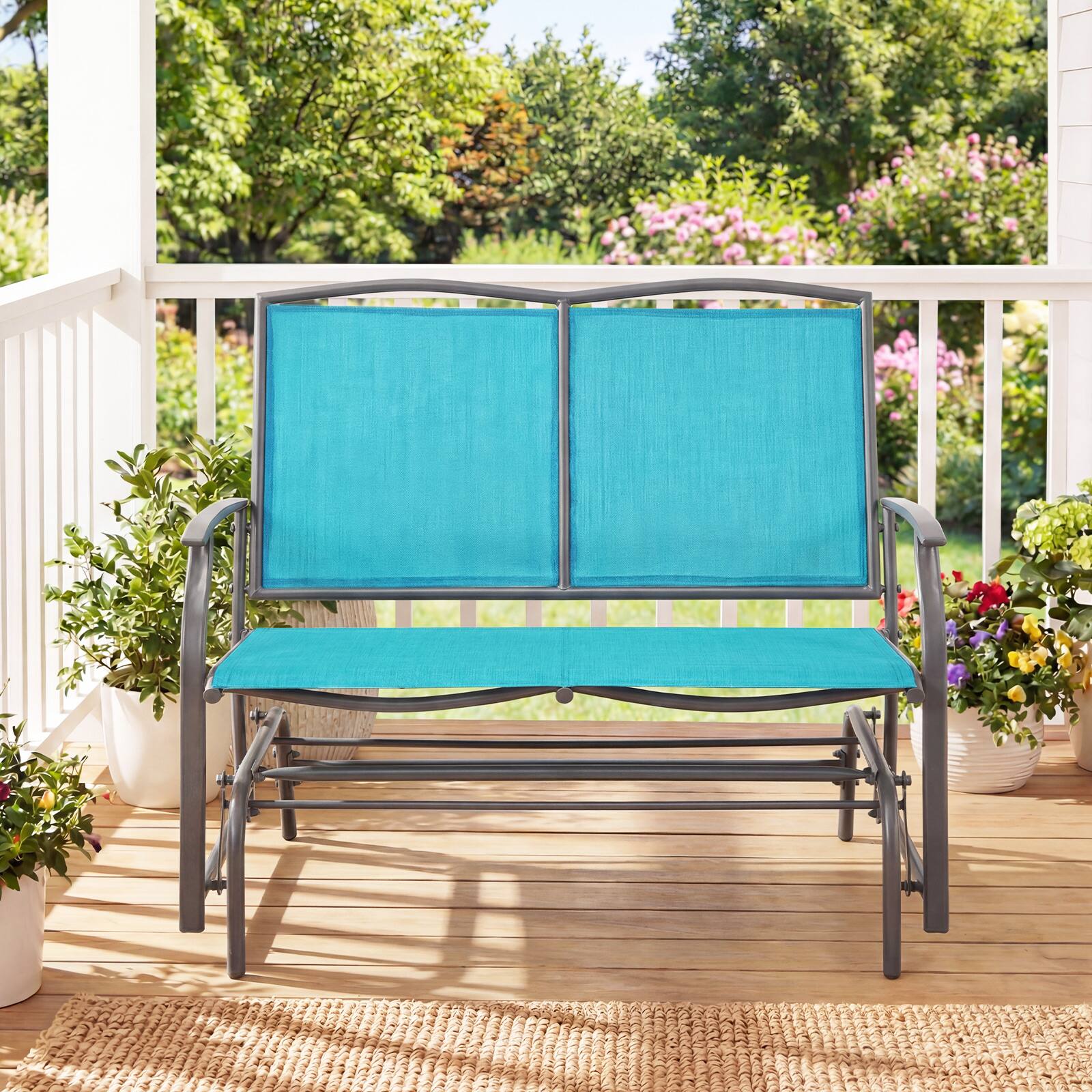 Alt View 1. Costway - Costway Patio Glider Rocking Bench Double 2 Person Chair Loveseat Garden - Turquoise.