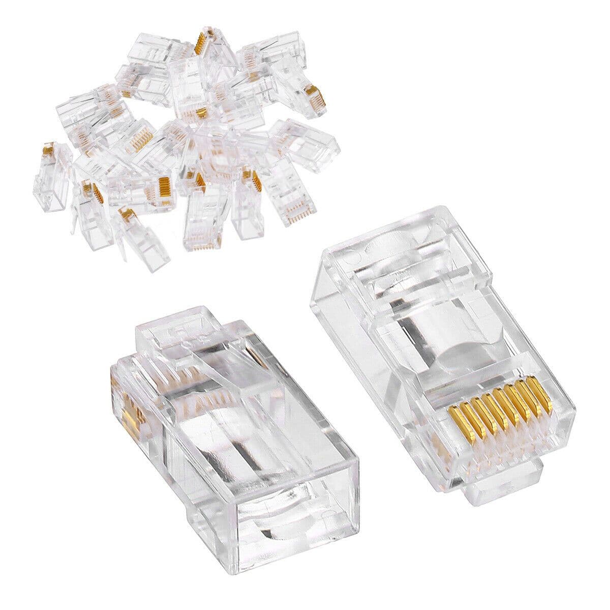 Sanoxy - 100pcs CAT6 Shielded RJ45 Pass Through Modular Plug Cable Connector End 8P8C - Clear