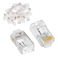 Front. Sanoxy - 100pcs CAT6 Shielded RJ45 Pass Through Modular Plug Cable Connector End 8P8C - Clear.
